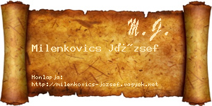 Milenkovics József névjegykártya